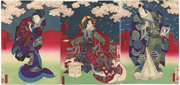 Nakamura Jyakuemon, Arashi Rikan and Arashi Kitsusaburō in the Sogamono, Chō chidori Soga no jitsuroku